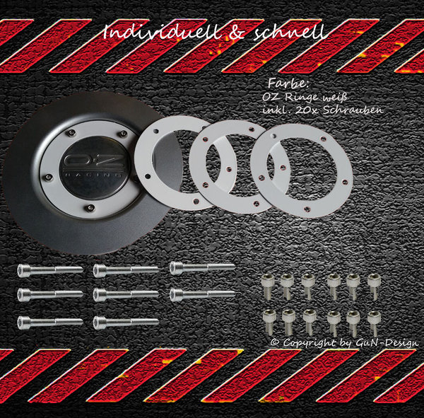 OZ Ringe Gold-Lila-Rot-Blau-Schwarz Effektlack Racing,Futura inkl .20 Schrauben